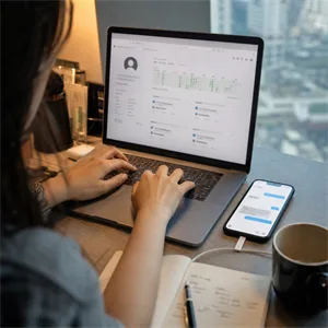 Recruiter engaging technology talent via laptop and phone